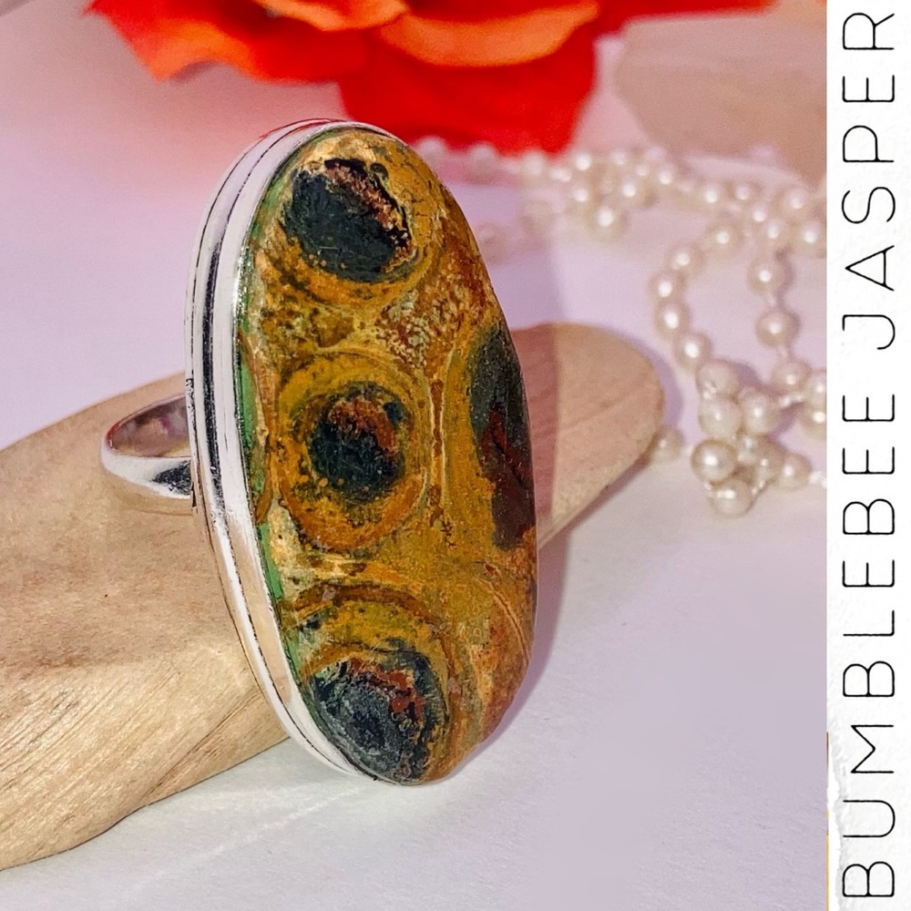 🐝 Bumblebee Jasper Gemstone Handmade Ring